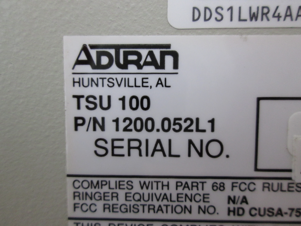 Adtran TSU 100 P/N 1200.052L1 T1/FT1 Multiplexer