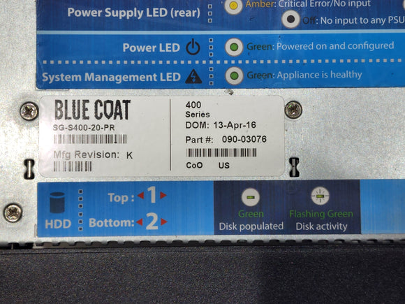 Blue Coat SG-S400-20-PR