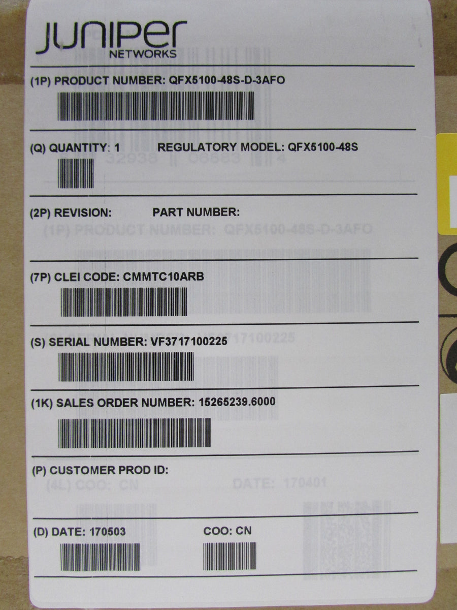 Juniper QFX5100-48S-D-3AFO – NW Remarketing Inc